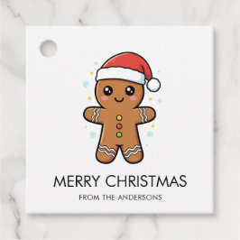 Niedlicher Gingerbrot Mann mit Weihnachtsmannmütze Geschenkanhänger