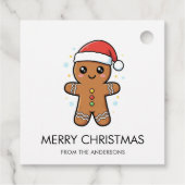 Niedlicher Gingerbrot Mann mit Weihnachtsmannmütze Geschenkanhänger (Rückseite)