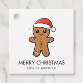 Niedlicher Gingerbrot Mann mit Weihnachtsmannmütze Geschenkanhänger (Vorderseite)