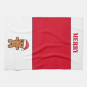 Niedlicher Gingerbrot Mann mit Weihnachtsmannmütze Geschirrtuch (Horizontal)