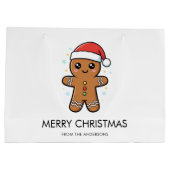 Niedlicher Gingerbrot Mann mit Weihnachtsmannmütze Große Geschenktüte (Rückseite)