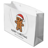 Niedlicher Gingerbrot Mann mit Weihnachtsmannmütze Große Geschenktüte (Rückseite Schrägansicht)