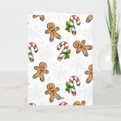 Niedlicher Gingerbrot Mann mit Weihnachtsmannmütze Karte (Rückseite)