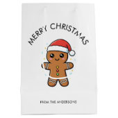 Niedlicher Gingerbrot Mann mit Weihnachtsmannmütze Mittlere Geschenktüte (Rückseite)