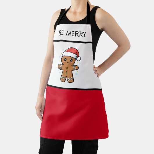 Niedlicher Gingerbrot Mann mit Weihnachtsmannmütze Schürze (InSitu)