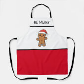 Niedlicher Gingerbrot Mann mit Weihnachtsmannmütze Schürze (Vorderseite)