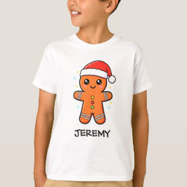 Niedlicher Gingerbrot Mann mit Weihnachtsmannmütze T-Shirt