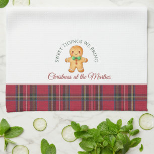 Niedlicher Gingerbrot Mann Personalisiert Name Wei Geschirrtuch