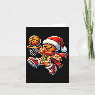 Niedlicher Gingerbrot Mann spielt Basketball Weihn Karte
