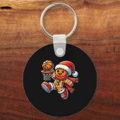 Niedlicher Gingerbrot Mann spielt Basketball Weihn Schlüsselanhänger (Vorderseite)