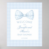 Niedlicher Gingham-Bogen-Krawatte Babydusche Poster (Vorne)