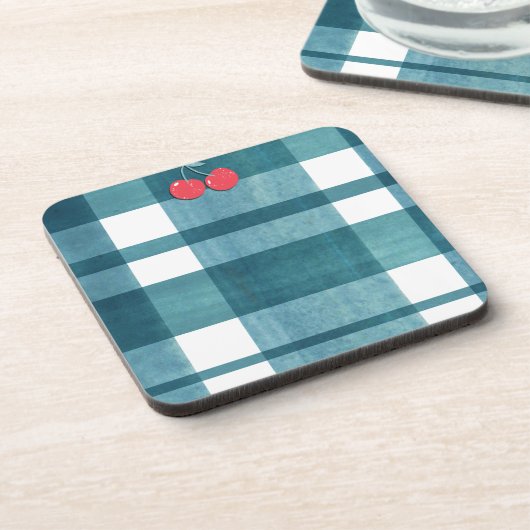 Niedlicher Gingham Getränkeuntersetzer (Linke Seite)