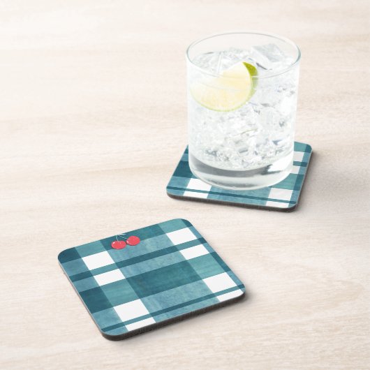 Niedlicher Gingham Getränkeuntersetzer (Rechte Seite)