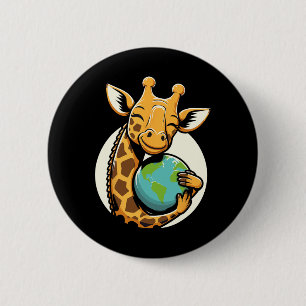 Niedlicher Giraffe Earth Day Giraffe Earth Day Gir Button