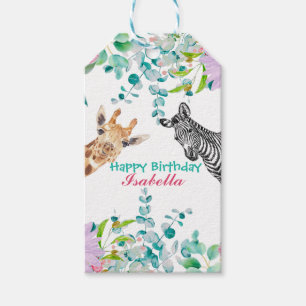 niedlicher Giraffe Zootieren Dschungel Floral Gebu Geschenkanhänger