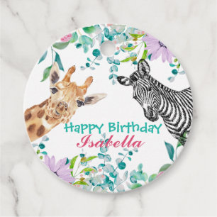 niedlicher Giraffe Zootieren Dschungel Floral Gebu Geschenkanhänger