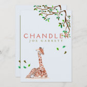 Niedlicher Giraffenjunge, pastellfarbene Fotos Ankündigung (Vorne/Hinten)