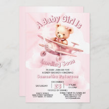 Niedlicher Girl Baby Bear Pilot Rosa Flugzeug Schö