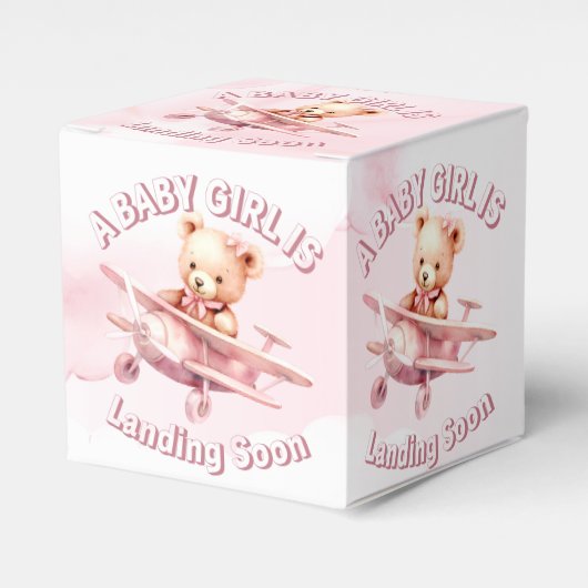 Niedlicher Girl Baby Bear Pilot Rosa Flugzeug Schö Geschenkschachtel (Vorderseite)