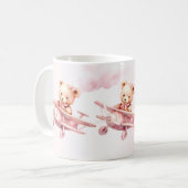 Niedlicher Girl Baby Bear Pilot Rosa Flugzeug Schö Kaffeetasse (Vorderseite Links)