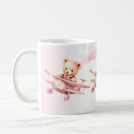 Niedlicher Girl Baby Bear Pilot Rosa Flugzeug Schö Kaffeetasse