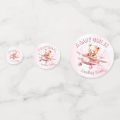 Niedlicher Girl Baby Bear Pilot Rosa Flugzeug Schö Konfetti (Vorderseiten)