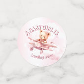 Niedlicher Girl Baby Bear Pilot Rosa Flugzeug Schö Konfetti (Klein Vorderseite)