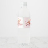 Niedlicher Girl Baby Bear Pilot Rosa Flugzeug Schö Wasserflaschenetikett (Rückseite)