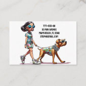 Niedlicher Girl Dog Walker Pet Sitter Visitenkarte (Rückseite)