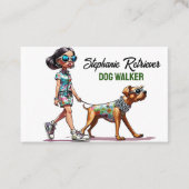 Niedlicher Girl Dog Walker Pet Sitter Visitenkarte (Vorderseite)