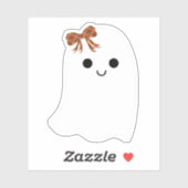Niedlicher Girl Ghost mit Kariertem Bow Halloween Aufkleber (Blatt)