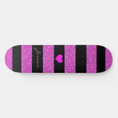 Niedlicher Girl-Glitzer Pink Black Stripes Individ Skateboard (Horizontal)