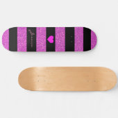 Niedlicher Girl-Glitzer Pink Black Stripes Individ Skateboard (Horizontal)