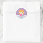 Niedlicher Girl-Ice-Skater für Kinder Runder Aufkleber (Tasche)