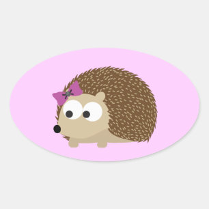 niedlicher Girl-Igel Ovaler Aufkleber