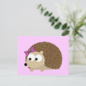 Niedlicher Girl-Igel Postkarte (Stehend Vorderseite)
