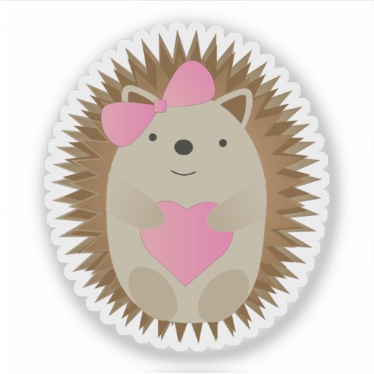 Niedlicher Girl-Igel umarmt das Herz Aufkleber (Vorderseite)