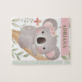 Niedlicher Girl-Individuelle Name Koala Bear Pink Puzzle (Horizontal)