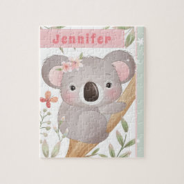 Niedlicher Girl-Individuelle Name Koala Bear Pink  Puzzle
