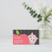 Niedlicher Girl Owl & Apple Tutor-Lehrer Visitenkarte (Stehend Vorderseite)