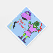 Niedlicher Girl Robot Pink Spaceship Geburtstag Na Serviette (Ecke)