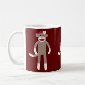 Niedlicher Girl-Sock-Affe auf Red Kaffeetasse (Links)