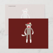 Niedlicher Girl-Sock-Affe auf Red Postkarte (Vorne/Hinten)