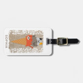 Niedlicher Girly-Cartoon Katzen Eiscreme Gepäckanhänger (Vorderseite horizontal)