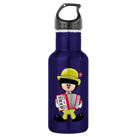 Niedlicher Girly Clown mit Accordian Edelstahlflasche (Vorderseite)