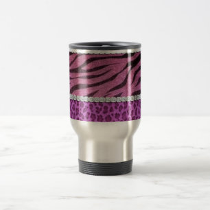 Niedlicher Girly lila Tierdruck-Diamant Reisebecher