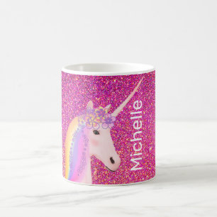 Niedlicher Girly Pink Glitzer Unicorn Hot Cocoa Ki Kaffeetasse