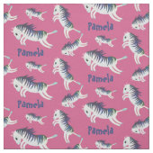 Niedlicher Girly Pink Individuelle Name Zebra gedr Stoff (Muster)