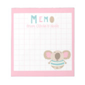 Niedlicher Girly-Pink-Rahmen Koala von der Rezepti Notizblock (Vorderseite)