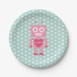 Niedlicher Girly Roboter Pappteller